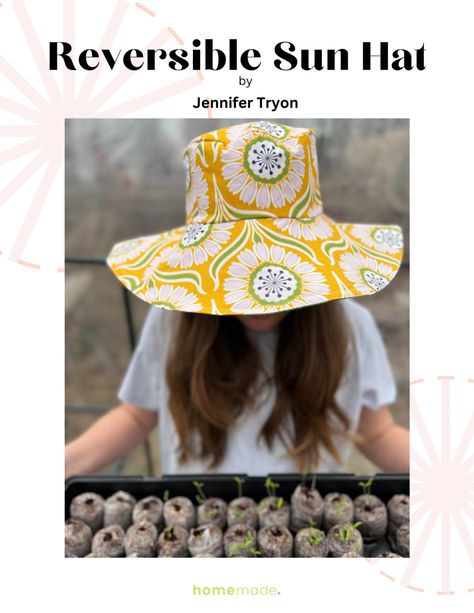 Reversible Sun Hat Class & Pattern Sunhat Sewing Pattern, Sew Sun Hat, Diy Sun Hats For Women, Floppy Hat Pattern, Sunhat Pattern, Sun Hat Pattern, Sewing Hats, M And M, Hat Patterns To Sew