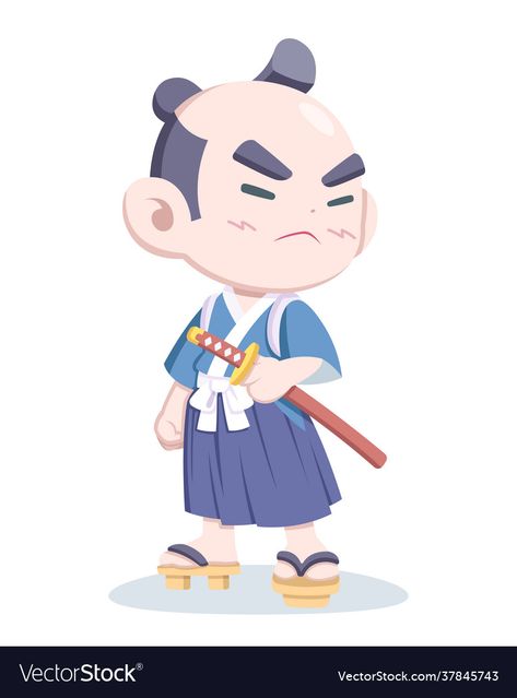 Samurai Cartoon Character Design, Samurai Chibi, Samurai Cartoon, Japanese Character Design, Cartoon Samurai, Brunette Cartoon, Cartoon Props, Outfit Cartoon, Samurai Games