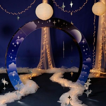 Our Night Sky Arch Kit Prom Starry Night, Starry Night Decorations, Prom Themes Starry Night, Starry Night Prom, Prom Decorations, A Night Under The Stars, Prom Planning, Galaxy Wedding, Debut Ideas