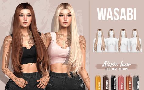 Second Life Marketplace - Wasabi // Alizee Hair - Absolute Pack Second Life Hair, Hair Stores, Sims 4 Clothing, How To Buy Land, Sims Cc, Second Life, Body Shapes, Sims 4, Balayage