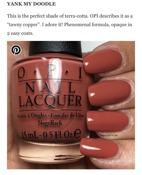 Opi Orange Nail Polish Fall, My Italian Is A Little Rusty Opi, Opi Burnt Orange Nail Polish, Fall Toenail Colors, Barb Nails, Mail Colors, Nail Paint Shades, Nail Cross, Brown Nail Polish