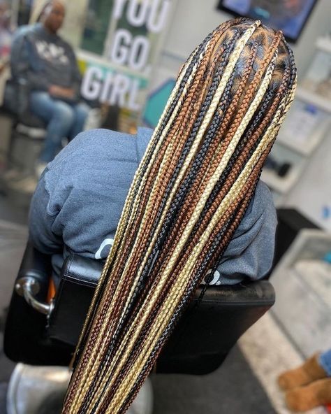 Brown Box Braids, Braids Color, Black Box Braids, Colored Box Braids, Cute Box Braids, Twisted Hair, Blonde Box Braids, Colored Braids, African Hair Braiding Styles