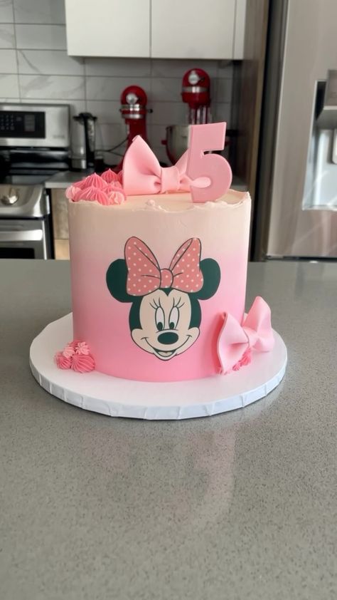 Valentyna Rodionava • Cakes • Desserts • Montreal | Get ready to celebrate with the cutest Minnie Mouse Cake for a 5th Birthday bash! 🎀✨ This magical treat is sure to make the birthday… | Instagram Simple Minnie Mouse Cake, Minnie Mouse Smash Cake, Minnie Mouse Birthday Cakes, Birthday Instagram, 3 Birthday, 3rd Birthday Cakes, Minnie Mouse Cake, Mouse Cake, Mini Mouse