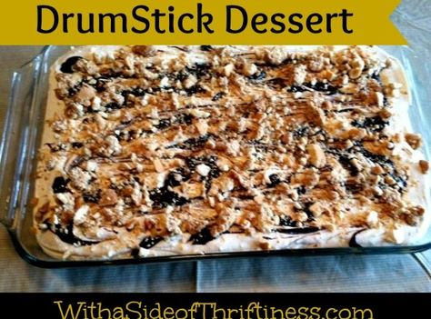 DrumStick Dessert Drumstick Dessert, Drumstick Cake, Newfoundland Recipes, Dessert Squares, Sugar Shack, Layered Desserts, Sweet Ideas, Ice Cream Treats, Ice Cream Desserts