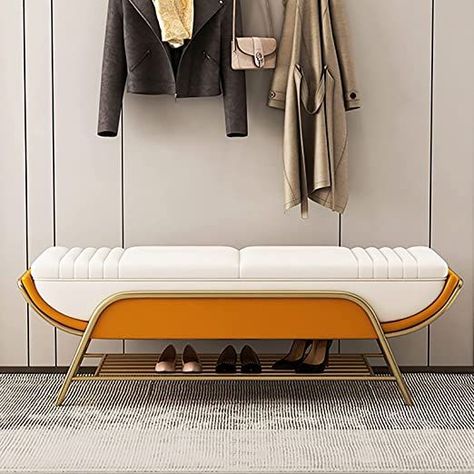 LJCM Storage Ottoman Bench with Shoe Rack,Multifunction Storage Bench,End of Bed Bench,Shoe Bench,Luxurious Leather humkr-004 0 Futuristic Home Design, Bench Shoe Storage, Modern Shoe Rack, Shoe Rack Bench, Storage Benches, Futuristic Home, Long Sofa, End Of Bed Bench, Leather Bench