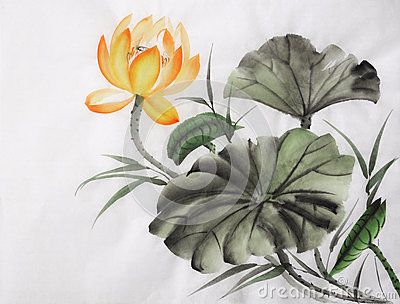 Yellow Lotus Flower, Lotus Fabric, Yellow Lotus, Lotus Painting, Sumi E, Yellow Fabric, Chinese Painting, Fabric Paint, Featured Art