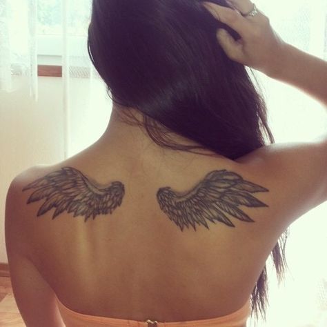 Angel Wings Tattoo On Back, Wing Tattoos On Back, Tattoo Son, New Tattoo Designs, Ribbon Tattoos, Angel Wings Tattoo, Wing Tattoo, Angel Tattoo Designs, Large Tattoos