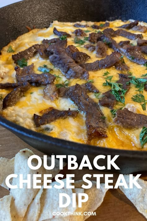 Steak Dip, Outback Recipes, Outback Steakhouse Recipes, Cheesesteak Dip, Philly Cheese Steak Dip, Copycat Outback, Steakhouse Recipes, Cheesesteak Recipe, Outback Steakhouse