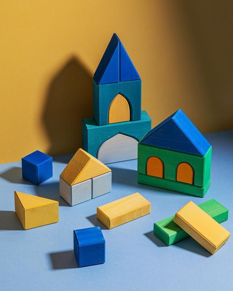 Had fun challenging my inner child with building some cute and colorful block sets! 💙 New work and new product for @maisonruekid 👶 Painted Blocks, Quiet Play, Wooden Building, Wooden Building Blocks, Block Painting, Kids Blocks, Wood Building, Wooden Buildings, Kids Wooden Toys