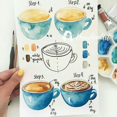 Enchiladas Beef, Coffee Watercolor, 귀여운 음식 그림, Step By Step Watercolor, Watercolor Food, Piece Of Paper, 수채화 그림, Watercolor Art Lessons, Watercolor Paintings Tutorials