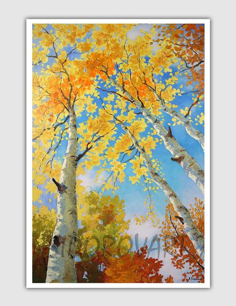 Fall Trees Painting, Painting Fall Trees, 자작나무 그림, Fern Tree, Painted Forest, Fall Tree Painting, Manipura Chakra, Birch Tree Art, Trees Painting