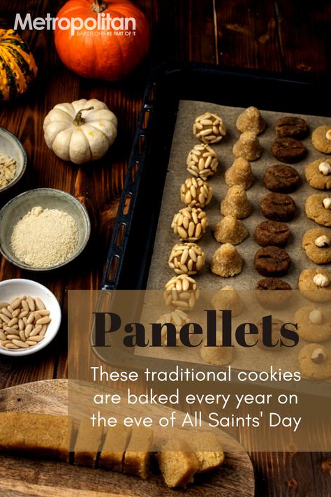 Panellets—marzipan cookies—are an important part of the Catalan "castanyada" tradition every year on the eve of Tots Sants (All Saints' Day). Try our recipe and make your own at home! #panellets #allsaintsday #marzipan #castanyada #receipe #tradtionalcookies #barcelonametropolitan Marzipan Cookies, Corner Bakery, Sweet Wine, Ground Almonds, Pastry Shop, Sliced Almonds, Roasted Sweet Potatoes, Marzipan, Home Recipes