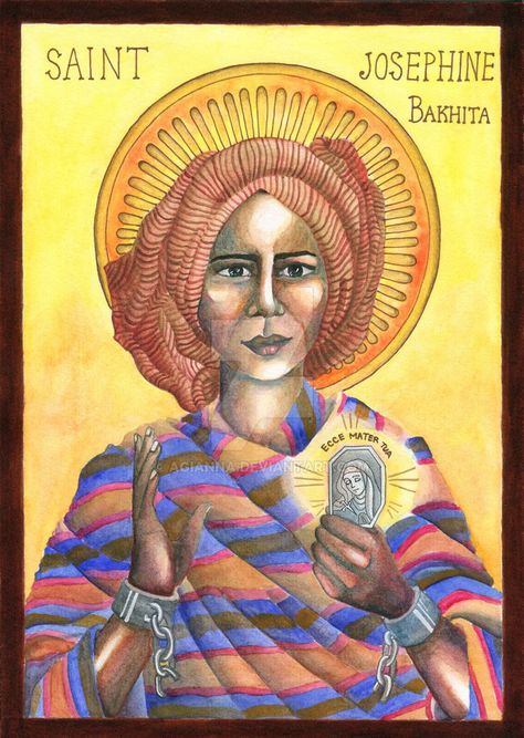 [Icon] St. Josephine Bakhita by agianna Josephine Bakhita, St Josephine Bakhita, Friend Of God, Religious Images, February 8, Religious Icons, Catholic Art, Patron Saints, Blessed Mother