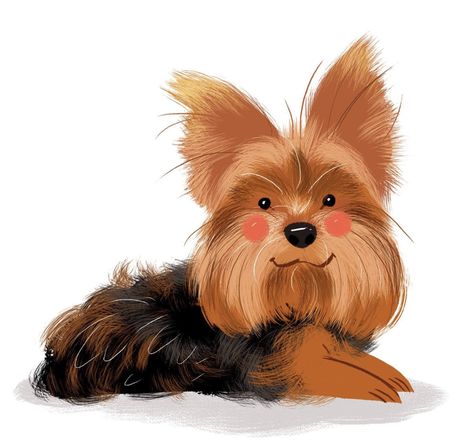 Yorkie Terrier Illustration, Yorkshire Terrier Illustration, Yorkie Art, Dog Illustration Art, Yorkshire Dog, Yorkie Terrier, Watercolor Projects, Dog Illustration, Digital Art Design