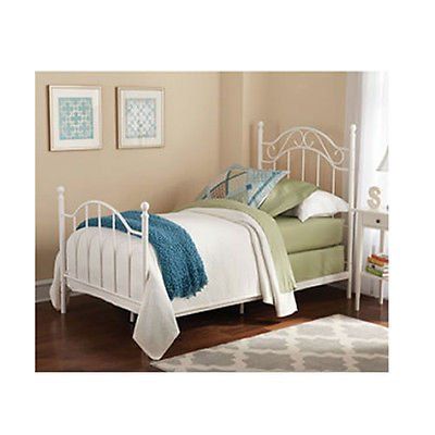 Silver Twin Bed Vintage Style Metal Frame Headboard and Footboard White * Click image to review more details. (This is an affiliate link) #BedFramesIdeas Elegant Room Ideas, Vintage Bed Frames, Bed Frames Ideas, Twin Metal Bed, Metal Twin Bed Frame, Butterfly Pattern Design, Affordable Bedroom Furniture, Metal Twin Bed, Bed Vintage