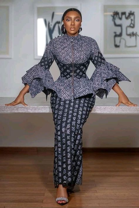 Ankara Skirt And Blouse For Nursing Mothers, Latest Ankara Peplum Tops And Skirt, Ankara Peplum Top And Skirt, Chioma Akpotha, Naija Dresses, Kitenge Outfits, Ankara Top And Skirt, Ankara Blouses, Lace Kaftan