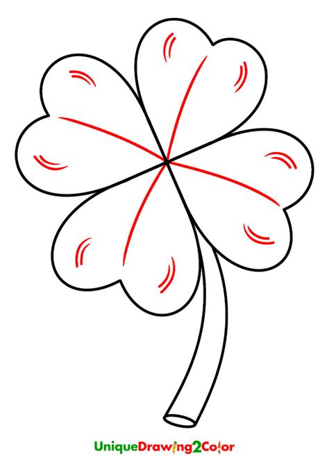 How to Draw a Four Leaf Clover: Step by Step Instructions with Pictures Four Leaf Clover Drawing, Drawing Sheet, Pencil Crayon, Four Leaves, Guided Drawing, Four Leaf, Step By Step Drawing, Leaf Clover, Four Leaf Clover