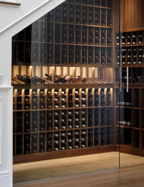 Wine Cellar Modern, Wine Cellar Inspiration, Home Wine Bar, Old Money House, Glass Wine Cellar, Modern Home Bar, Home Wine Cellars, Wine Cellar Design, Cellar Design