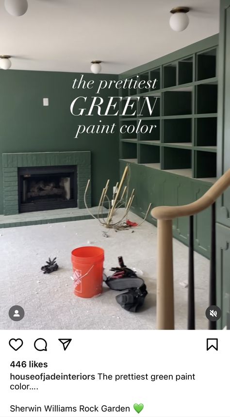 Sw Rock Garden Paint, Rock Garden Sherwin Williams, Garden Mudroom, Moody Maximalism, Laundry Remodel, Moss Paint, Sacred Garden, Cabinet Paint, Cabinet Paint Colors