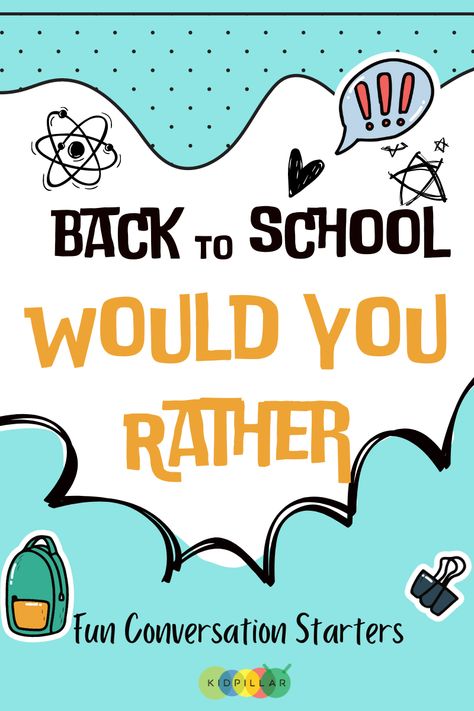 It’s time to head back to school! With the air filled with excitement and awkwardness at the same time, Back to school would you rather questions are a great way to ease kids and get them to settle down after the long summer break. This quirky and funny School edition of Would You Rather Question is a […] The post 100 Best Back To School Would You Rather Questions appeared first on KidPillar. This Or That Questions Elementary, Back To School Questions For Kids, Would You Rather School Edition, Back To School Would You Rather, Funny Would You Rather Questions Kids, Would You Rather Wednesday, This Or That School Edition, Back To School Questions, Funny Would You Rather