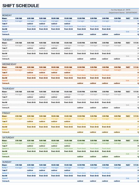 Weekly Employee Shift Schedule Excel Template free download Excel Schedule, Shift Schedule Template, Employee Schedule Template, Nursing Schedule, Work Schedule Template, Training Evaluation Form, Medical Binder Printables, Interview Notes, Employee Handbook Template