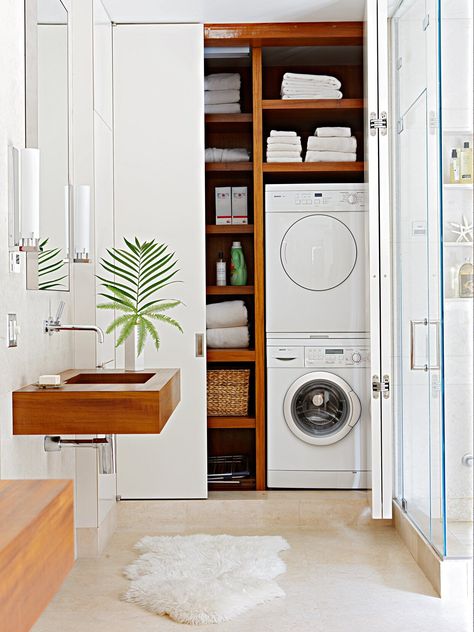 Laundry Room Storage Solutions, Stacked Laundry Room, Laundry Room Storage Shelves, Laundry Room Ideas Small Space, Small Laundry Room Organization, Tiny Laundry Rooms, Room Storage Diy, Stackable Washer And Dryer, Laundry Room Remodel