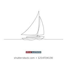 Boat Images, Sailboat Drawing, Line Drawing Tattoos, Boat Tattoo, Nautical Crafts, Continuous Line Drawing, Outline Art, Single Line, Continuous Line