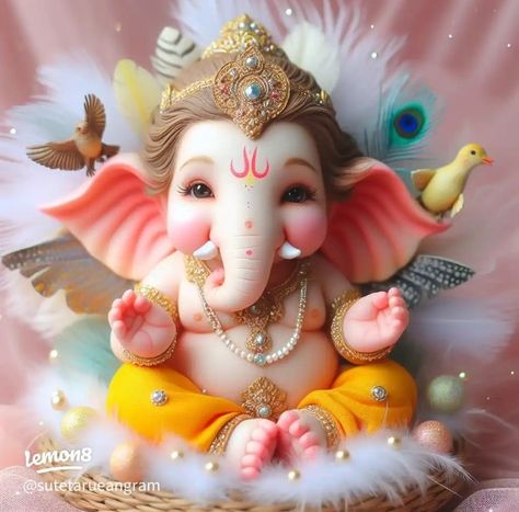 Bal Ganesh Cute, God Cartoon, Ganapati Idol, Ganesh Painting, Bal Ganesh, Om Ganesh, Poo Kolam, Photos Of Ganesha, South Indian Bridal Jewellery