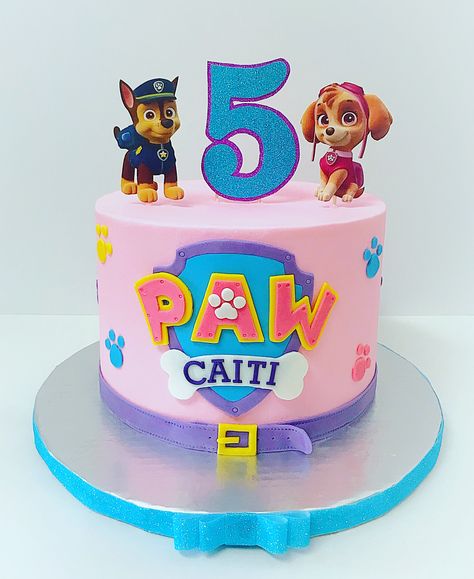 Paw Patrol Cake Girly, Paw Patrol Sky Cake, Skye Paw Patrol Cake, Paw Patrol Birthday Cake, Donut Birthday Parties, Third Birthday Party, Paw Patrol Cake, Paw Patrol Birthday Party