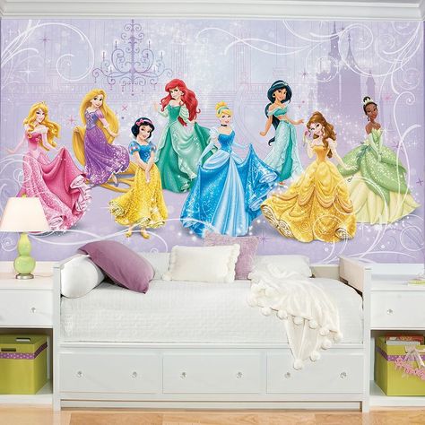 Disney Wall Murals, Disney Princess Bedroom, Disney Princess Room, Princess Bedrooms, Disney Wall Decals, Princess Bedroom, Disney Rooms, Princess Wallpaper, Girls Rooms