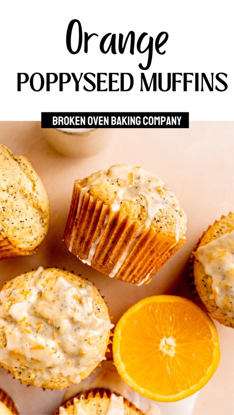 Orange Poppyseed Muffins, Poppy Seed Dessert, Orange Muffin Recipe, Fluffy Muffins, Poppyseed Muffins, Orange Dessert, Orange Baking, Jumbo Muffins, Seed Muffins