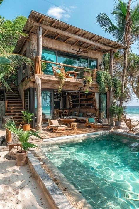 Small Beach Houses, Jungle House, Oklahoma City Oklahoma, Dream Life House, Dream Beach Houses, Beach Shack, Beautiful Houses, Beach House Design, Dream Beach