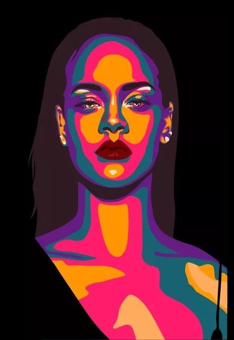 Thermal Face Art, Pop Art Face, Digital Painting Photoshop, Wpap Art, Monochromatic Art, Pop Art Painting, Arte Inspo, Ap Art, Abstract Portrait