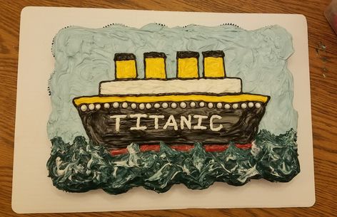 Titanic cake! Pull-a-part cupcake cake. Homemade by Alaire Thomas #titanic #titanicparty #titaniccake #titanicthemedparty Titanic Cake, Titanic History, Cake Homemade, Pull Apart Cupcakes, Cupcake Cake, Pull Apart, Titanic, Cupcake Cakes, Party Themes