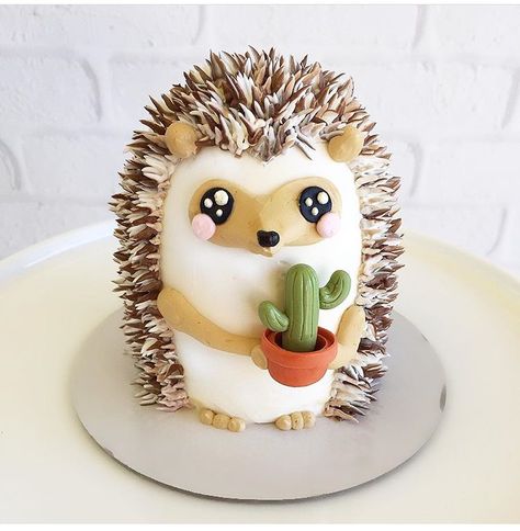 Kue Disney, Hedgehog Cake, Hedgehog Birthday, Plant Cactus, Cake Wrecks, A Hedgehog, Animal Cakes, Gateaux Cake, Baby Cakes