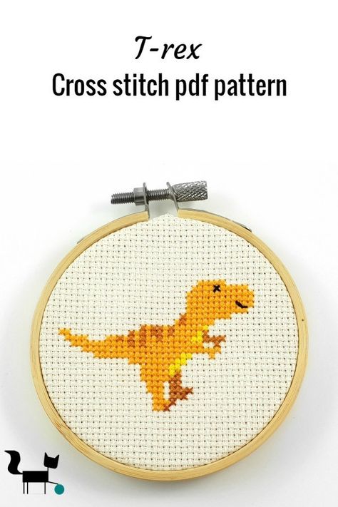 Free Dinosaur Cross Stitch Patterns, Small Dinosaur Embroidery, Simple Cross Stitch Patterns For Kids, T Rex Cross Stitch Pattern, Cross Stitch Cute Animals, Cross Stiches Ideas Easy, Cross Stitch Mini Patterns, Simple Cross Stitch Patterns Free, Dino Cross Stitch