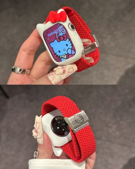 Hello Kitty Apple Watch Nylon Braided Watch Strap Now available in my shop! Search ‘AP9857’ to find it, Link in bio. Follow @cutelalacoshop for more cute items! #hellokitty #applewatch #hellokittycore #hellokittylovers #hellokittyfan #applewatchband Hello Kitty Apple Watch, Hello Kitty Apple, Charming Kitty, Sanrio Fashion, Apple Watch 3, Kawaii Sanrio, Red Cases, Apple Watch Case, Apple Watch Wallpaper