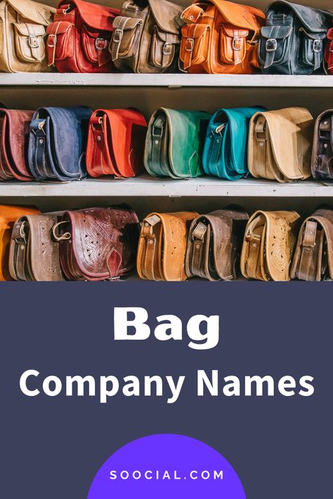 Name For Bags Brand, Handbag Business Name Ideas, Bags Business Name Ideas, Bag Brand Name Ideas, Bag Shop Name Ideas, Brand Name Ideas, New Business Names, Store Names Ideas, Shop Name Ideas