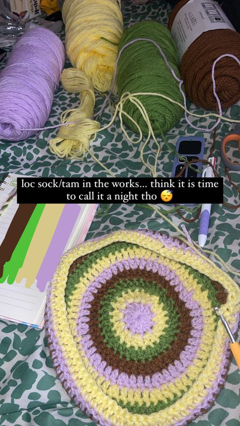 Crochet loc sock / loc tam in progress How To Crochet Locs For Beginners, Crochet Dread Hat Pattern Free, Crochet Loc Sock, Loc Sock, Gay Crochet Hat, Crochet Rasta Tam Hat Pattern Free, Rug Wall Hanging, Crochet Clothing And Accessories, Crochet Business