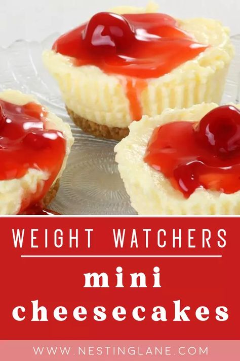 Low Calorie Mini Cheesecakes, Katieleebiegel Recipes, Weight Watchers Cherry Cheesecake, Low Cal Cheesecake Recipes, Ww Cherry Pie Filling Recipes, Low Calorie Desserts Easy Healthy, Weight Watcher Desserts Easy, Lite Dessert Recipes, Low Calorie Cheesecake Recipe