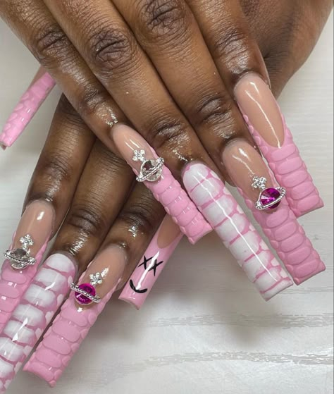 Acrylic Nails Stiletto, Long Acrylic Nail Designs, Colored Acrylic Nails, Cute Acrylic Nail Designs, Dope Nail Designs, Exotic Nails, Acrylic Nails Coffin Pink, Unique Acrylic Nails, Long Square Acrylic Nails