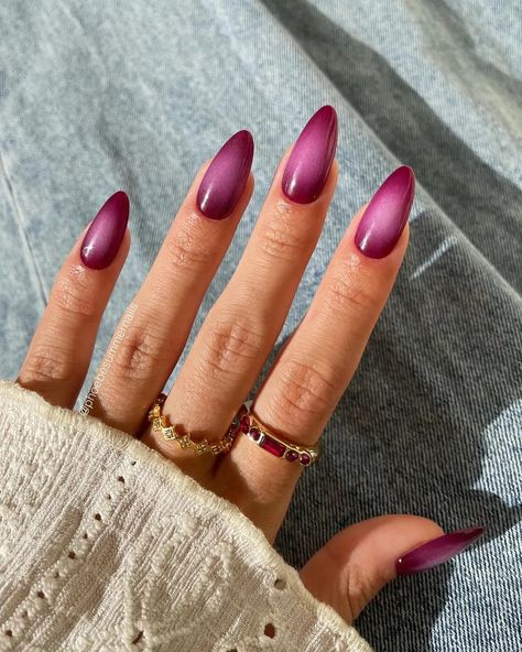 Aura Nails, Airbrush Nails, Purple Nail, Gel Nail Kit, Blush Nails, Almond Nails Designs, Red Nail Designs, Purple Nails, Nail Kit