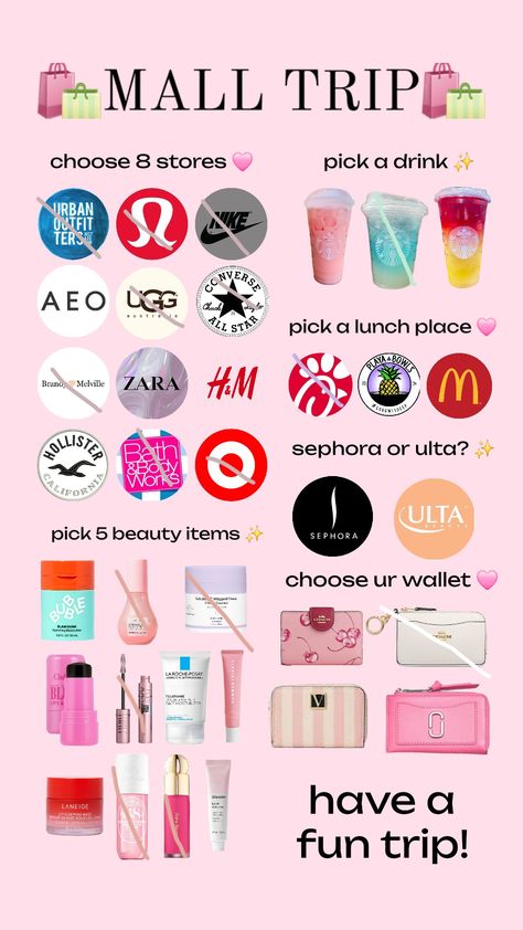 Have fun shopping!!! Shopping Aesthetic List, Target Shopping Spree, What To Get At The Mall, Beauty Shopping List, Making A Gift Basket, Lunch Places, Preppy Outfits For School, Preppy Inspiration, Beauty Shopping