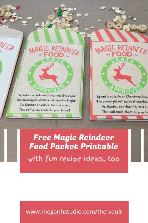 Download your free templates in different colors, work with your kids or students to cut them out and assmeble, then add the magic reindeer food and seal them up! magic reindeer food printable bag topper, magic reindeer food printables, magic reindeer food recipe, magic reindeer food poem, christmas class project, holiday craft ideas #meganhstudio #christmasprintable #magicreindeerfood #magicreindeerfoodrecipe #magicreindeerfoodtag #magicreindeerfoodlabel #freeprintables Breakfast With Santa Food Ideas, Reindeer Food Bar Ideas, Reindeer Food Poem Free Printable, Reindeer Food Craft, Reindeer Food Recipe Kids, Reindeer Food Ideas, Reindeer Food Printable Free, Reindeer Food Bar, Christmas Grams