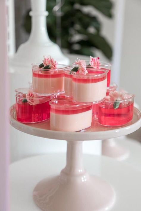 Pink Flower Jello Cups from a Pink + White Ballerina Birthday Party on Kara's Party Ideas | KarasPartyIdeas.com (6) Pink Party Foods, Ballerina Birthday Party, Jello Cups, Pink Desserts, Ballerina Cakes, Jello Desserts, Ballerina Birthday Parties, Shower Desserts, Ballerina Party