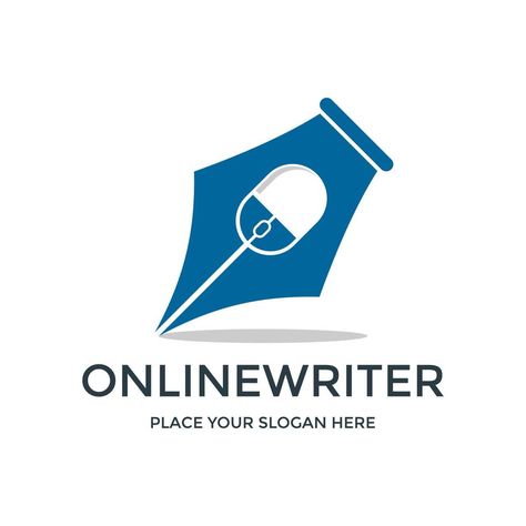 Online writer vector logo template. This design use mouse symbol. Suitable for author or freelancer. Writer Logo Design, Author Logo, Writer Logo, Logo Design Inspiration, Graphic Design Logo, Design Logo, Logo Templates, Vector Logo, Vector Art