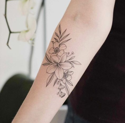 Arm Wrap Tattoo, Hawaiian Flower Tattoos, Plumeria Tattoo, Wrap Around Tattoo, Hibiscus Tattoo, Wrap Tattoo, Flower Wrist Tattoos, Small Forearm Tattoos, Beautiful Flower Tattoos