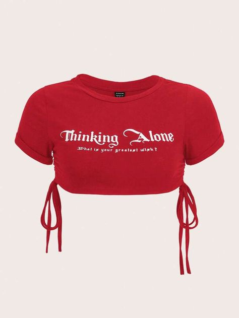 Cute Red Crop Tops, Top Rojo, Looks Com Short, Shein Icon, Red Crop Top, Cute Crop Tops, Cropped Tops, Cute Comfy Outfits, Fashion Attire