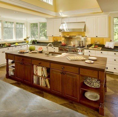 Vaulted Ceiling Decor, Yellow Stuff, Yellow Kitchen Designs, Yellow Cottage, Kitchen Walls, Colored Ceiling, Yellow Kitchen, Up House, Trendy Kitchen