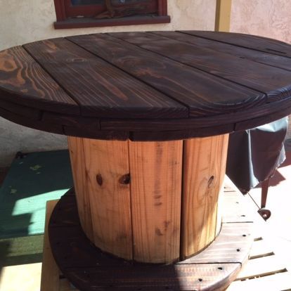 i had a vision for this old cable spool, painted furniture, repurposing upcycling Cable Spool Ideas Diy, Diy Cable Spool Table, Cable Reel Table, Spool Projects, Wood Spool Tables, Wire Spool Tables, Cable Spool Furniture, Cable Spool Tables, Wooden Spool Tables